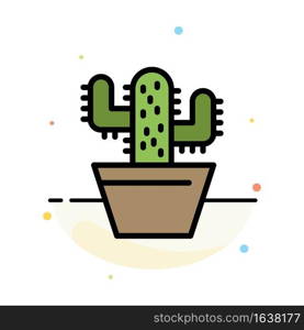 Cactus, Nature, Pot, Spring Abstract Flat Color Icon Template