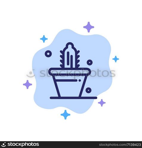 Cactus, Nature, Pot, Spring Blue Icon on Abstract Cloud Background