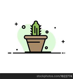 Cactus, Nature, Pot, Spring  Business Flat Line Filled Icon Vector Banner Template