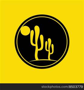 cactus plant logo illustration design on yellow background