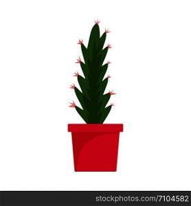 Cactus pot icon. Flat illustration of cactus pot vector icon for web design. Cactus pot icon, flat style