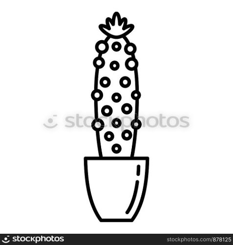 Cactus pot icon. Outline cactus pot vector icon for web design isolated on white background. Cactus pot icon, outline style