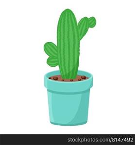 Cactus pot isolated vector. Single succulent desert plant. Botanical decoration for apartment and interior illustration. Cactus pot isolated vector Single succulent desert plant