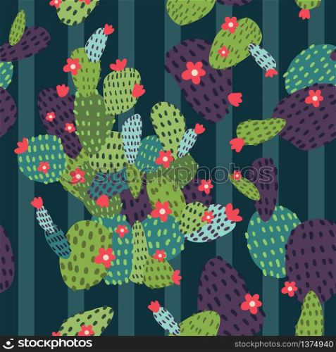 Cactus seamless pattern. Exotic vector background