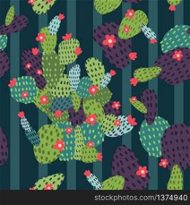 Cactus seamless pattern. Exotic vector background