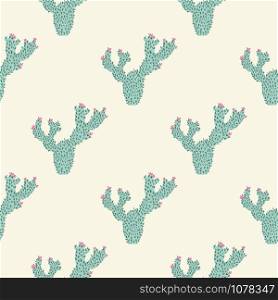 Cactus seamless pattern. Geometric cacti doodle wallpaper. Backdrop for printing, textile, fabric, interior, wrapping paper. vector illustration. Cactus seamless pattern. Geometric cacti doodle wallpaper.