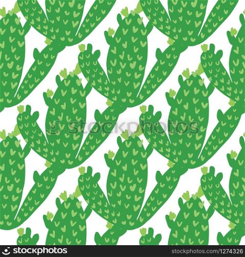 Cactus seamless pattern on white background. Cacti wallpaper. Abstract botanical exotic backdrop. Design for fabric, textile print, wrapping paper. Modern vector illustration. Cactus seamless pattern on white background. Cacti wallpaper.