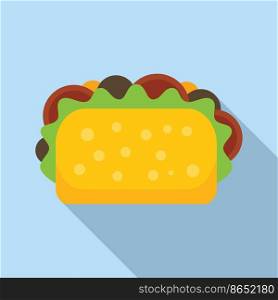 Cactus taco icon flat vector. Mexican food. Tacos beef. Cactus taco icon flat vector. Mexican food