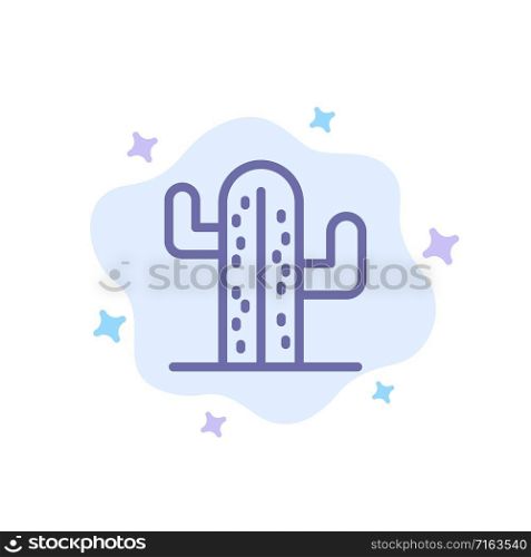Cactus, Usa, Plant, American Blue Icon on Abstract Cloud Background