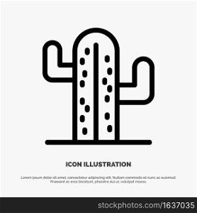 Cactus, Usa, Plant, American Line Icon Vector
