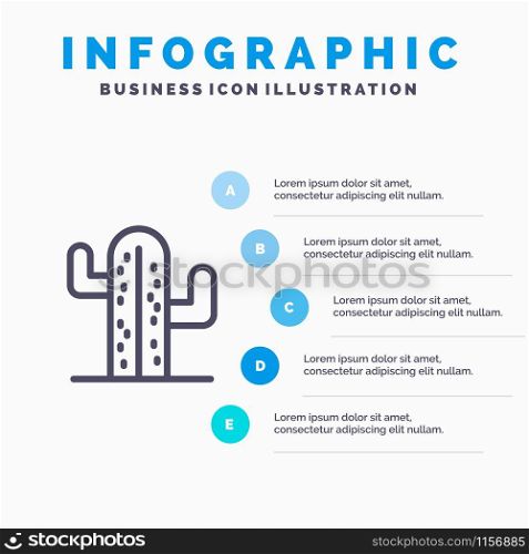 Cactus, Usa, Plant, American Line icon with 5 steps presentation infographics Background