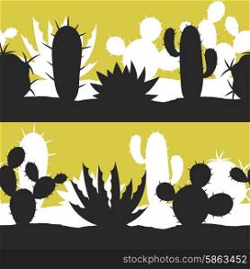 Cactuses and plants stylized natural seamless pattern. Cactuses and plants stylized natural seamless pattern.