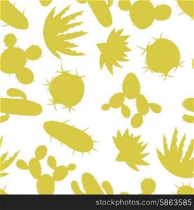 Cactuses and plants stylized natural seamless pattern. Cactuses and plants stylized natural seamless pattern.