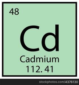 Cadmium chemical symbol. Mendeleev table element. Education sign. Blue background. Vector illustration. Stock image. EPS 10.. Cadmium chemical symbol. Mendeleev table element. Education sign. Blue background. Vector illustration. Stock image.