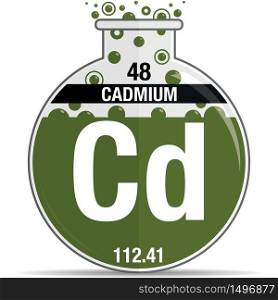 Cadmium symbol on chemical round flask. Element number 48 of the Periodic Table of the Elements - Chemistry. Vector image