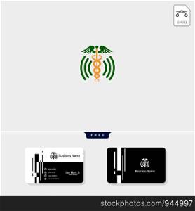 caduceus illustrations icon, Medical health care icon, Snake with wing icon and business card template - Vector