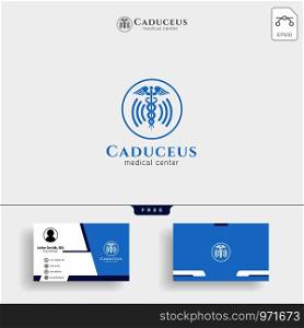 caduceus illustrations icon, Medical health care icon, Snake with wing icon and business card template - Vector. caduceus illustrations icon, Medical health care icon with business card