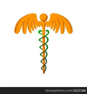 Caduceus medical symbol cartoon icon on a white background. Caduceus medical symbol cartoon icon