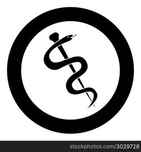 Caduceus or staff of Asclepius symbol icon black color vector illustration simple image flat style