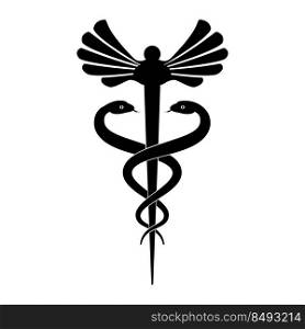 Caduceus, staff of Hermes icon isolated on white background. Symbol of commerce and negotiation. Vector illustration