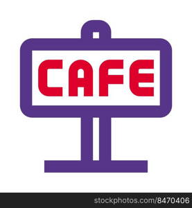 Cafe advertisement with a banner stand.