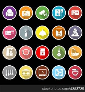 Cafe and restaurant flat icons with long shadow, stock vector