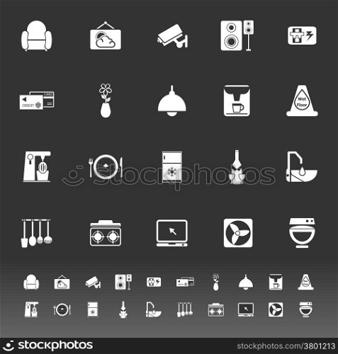 Cafe and restaurant icons on gray background, stock vector