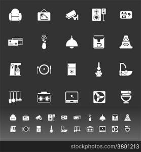 Cafe and restaurant icons on gray background, stock vector