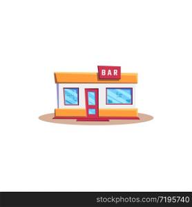 Cafe building isolated front exterior icon. Vector facade of street bar, door and windows. Street food retail, restaurant or urban alcohol bar, vintage american diner, retro cafe, cafeteria pub. Retro bar building isolated cafe exterior facade