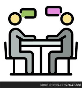 Cafe discussion icon. Outline cafe discussion vector icon color flat isolated. Cafe discussion icon color outline vector