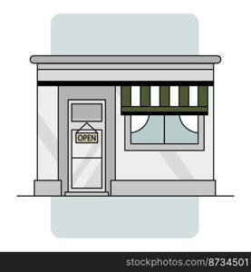 Cafe facade open in flat style. Building, city. Vector illustration. stock image. EPS 10.. Cafe facade open in flat style. Building, city. Vector illustration. stock image.