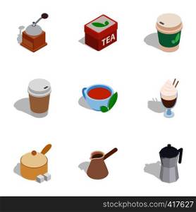 Cafe icons set. Isometric 3d illustration of 9 cafe vector icons for web. Cafe icons, isometric 3d style
