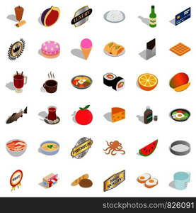 Cafe icons set. Isometric style of 36 cafe vector icons for web isolated on white background. Cafe icons set, isometric style