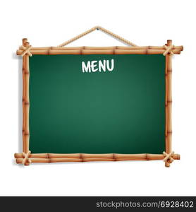 Cafe Menu Board With Bamboo Frame.. Menu Board. Cafe Or Restaurant Menu 