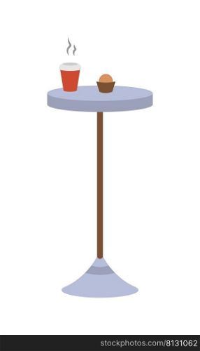 Cafeteria table semi flat color vector object. Full sized item on white. Waiting at airport. Coffee and muffin simple cartoon style illustration for web graphic design and animation. Cafeteria table semi flat color vector object