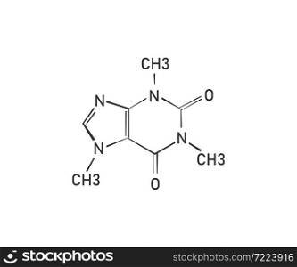 Caffeine chemical formula. Molecule coffee icon. Vector isolated illustration