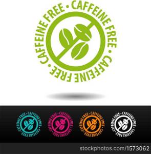 Caffeinel free badge, logo, icon. Flat vector illustration on white background. Can be used business company.