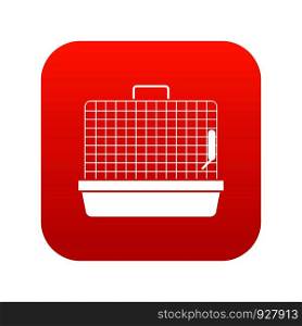 Cage for birds icon digital red for any design isolated on white vector illustration. Cage for birds icon digital red