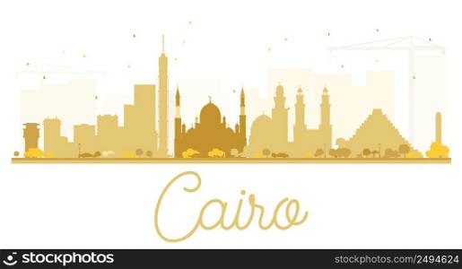 Cairo City skyline golden silhouette. Vector illustration. Simple flat concept for tourism presentation, banner, placard or web site. Business travel concept. Cityscape with landmarks