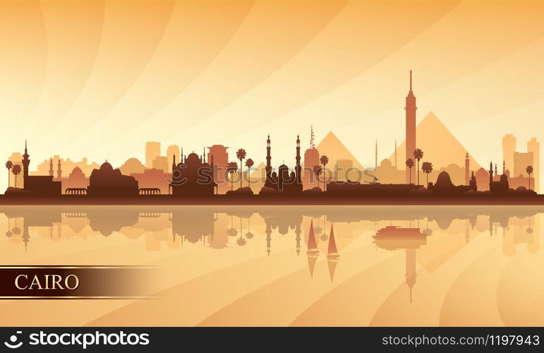 Cairo city skyline silhouette background, vector illustration