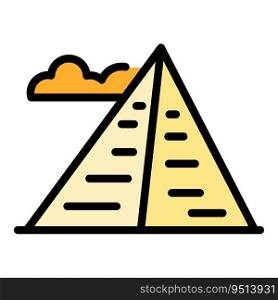 Cairo pyramid icon outline vector. Egypt desert. Sand sun color flat. Cairo pyramid icon vector flat