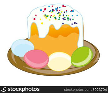 Cake and egg to easter. Festive cake and colour egg to orthodox holiday easter