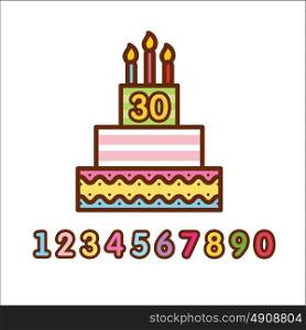 Cake birthday, cake with candles, vector icon.