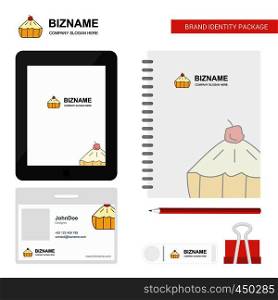 Cake Business Logo, Tab App, Diary PVC Employee Card and USB Brand Stationary Package Design Vector Template