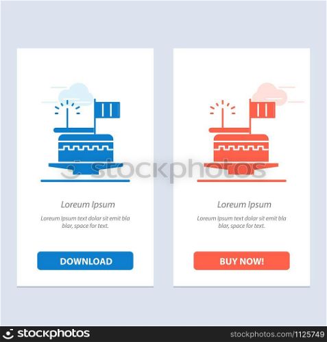 Cake, Celebrate, Day, Festival, Patrick Blue and Red Download and Buy Now web Widget Card Template