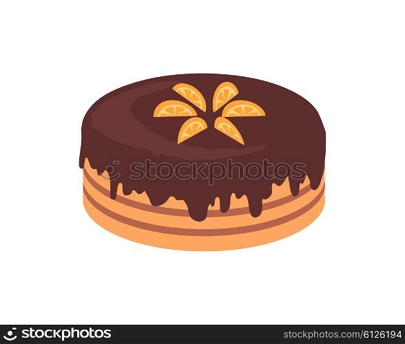 Cake chocolate isolated design flat. Cake and birthday cake, chocolate cake, dessert and cookies, chocolate and food, sweet cake birthday, delicious cake cream, tasty cake, pastry cake illustration