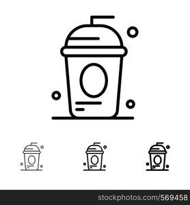Cake, Cole, Drink, Holiday, Independence Bold and thin black line icon set