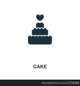 Cake creative icon. Simple element illustration. Cake concept symbol design from honeymoon collection. Can be used for mobile and web design, apps, software, print.. Cake creative icon. Simple element illustration. Cake concept symbol design from honeymoon collection. Perfect for web design, apps, software, print.
