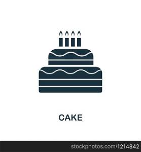 Cake creative icon. Simple element illustration. Cake concept symbol design from party icon collection. Can be used for mobile and web design, apps, software, print.. Cake creative icon. Simple element illustration. Cake concept symbol design from party icon collection. Perfect for web design, apps, software, print.