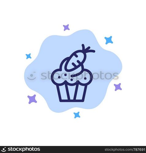 Cake, Cup, Food, Easter, Carrot Blue Icon on Abstract Cloud Background